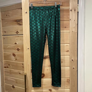 Green Mermaid Scale Pattern Leggings